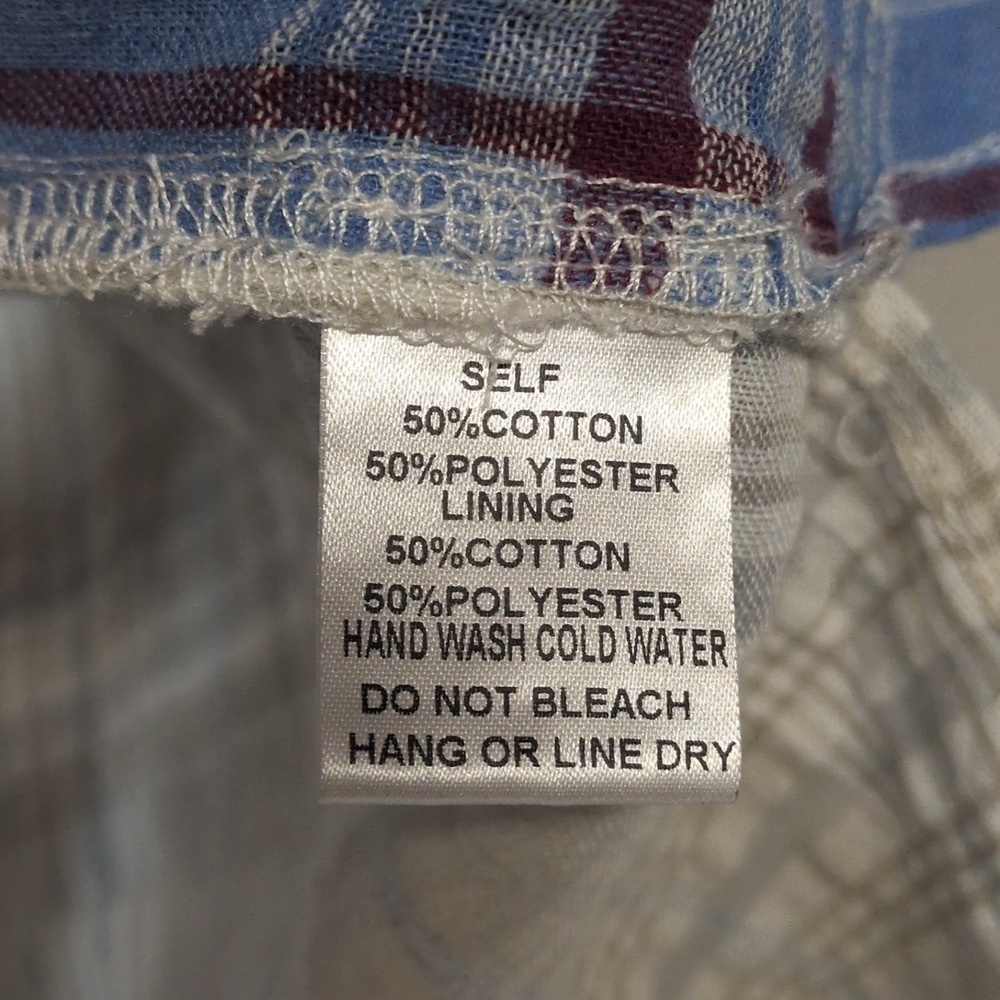 Plaid Patchwork Cotton Blend Button-Up Shirt Size Small, Coastal Grandma, Preppy - Picture 5 of 7
